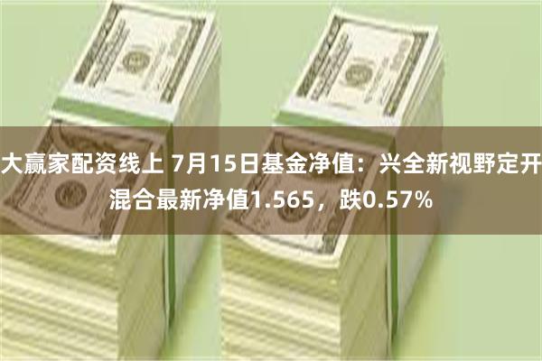 大赢家配资线上 7月15日基金净值：兴全新视野定开混合最新净值1.565，跌0.57%