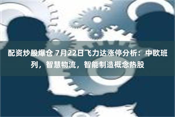 配资炒股爆仓 7月22日飞力达涨停分析：中欧班列，智慧物流，智能制造概念热股