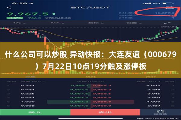 什么公司可以炒股 异动快报：大连友谊（000679）7月22日10点19分触及涨停板