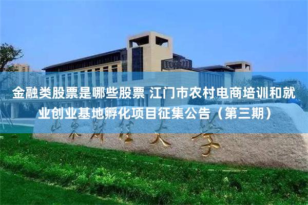 金融类股票是哪些股票 江门市农村电商培训和就业创业基地孵化项目征集公告（第三期）